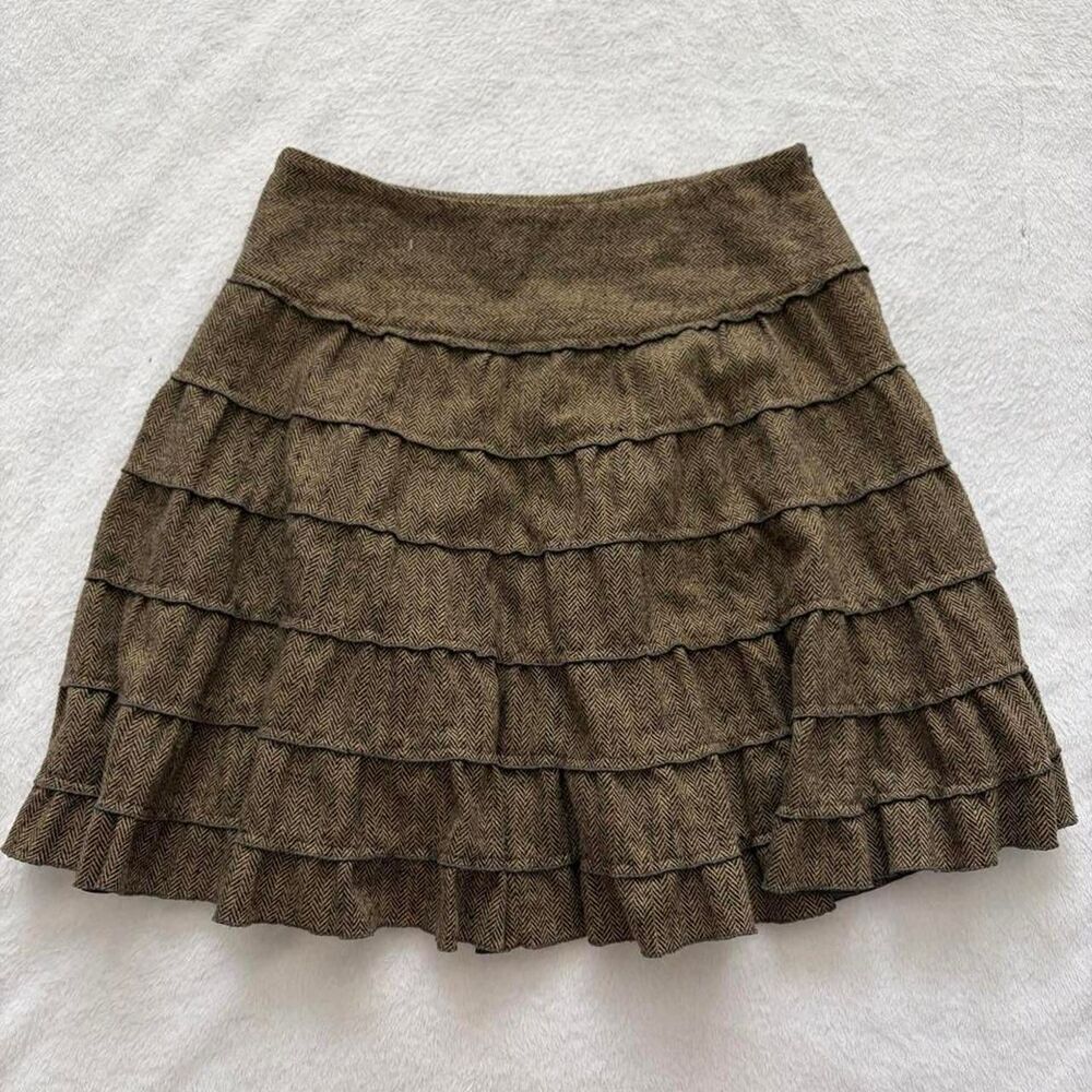 Vintage Free People Ruffle Tier Skirt Women 8 Boho Midi Formal Office Siren